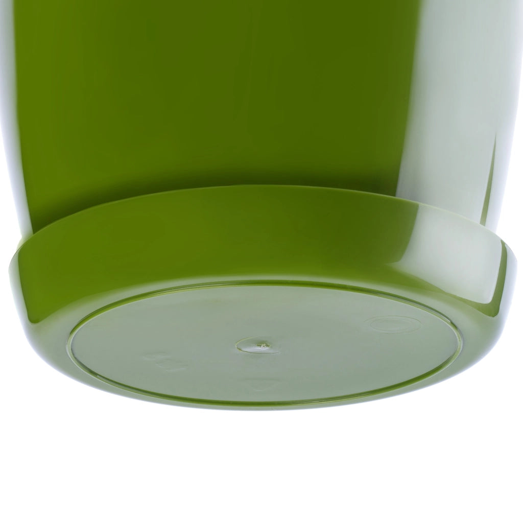 Vaso da fiori KADAX con sottovaso e coperchio in plastica, 14 cm, verde.
