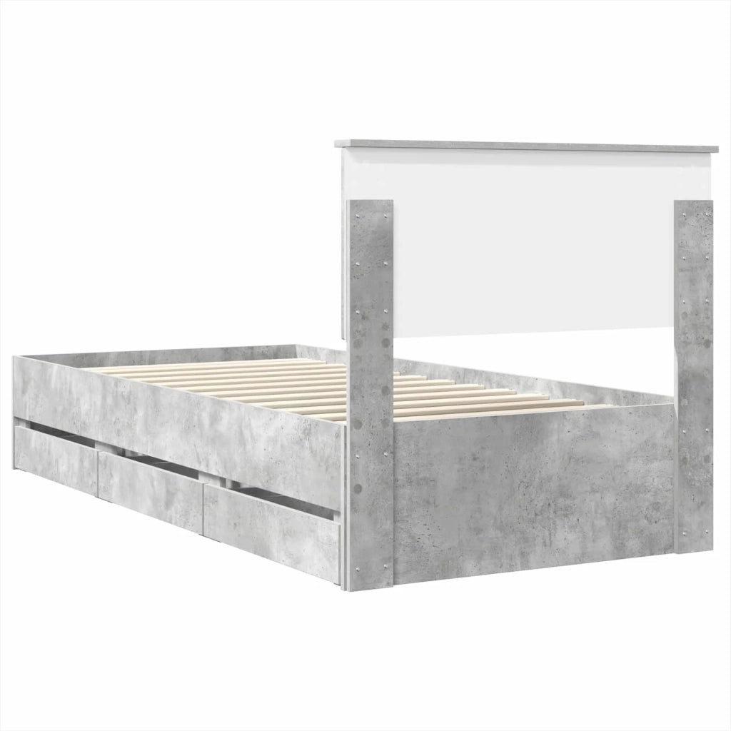 Struttura del letto con cassetto Grigio cemento 75 x 190 cm 3408036