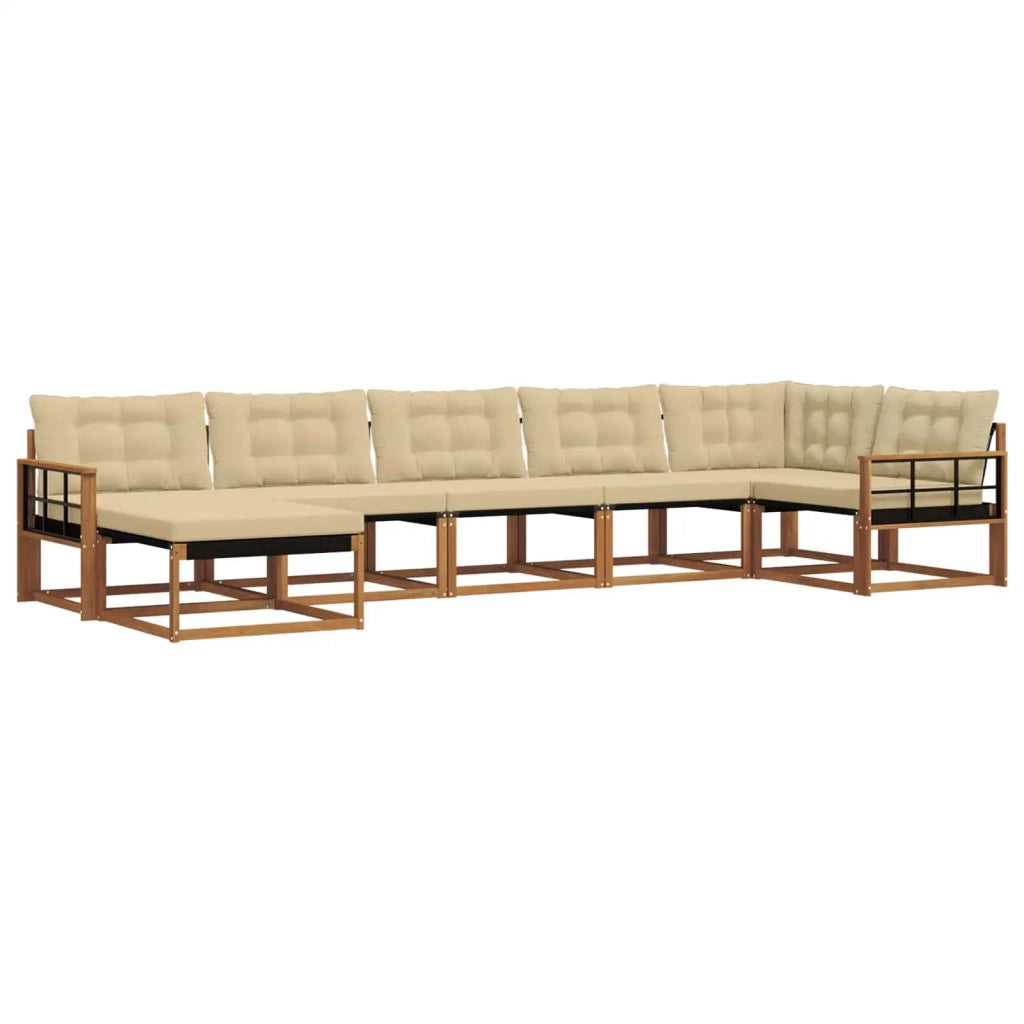 Set di divani da esterno con cuscino 7 pcs Naturale e Beige 3369680