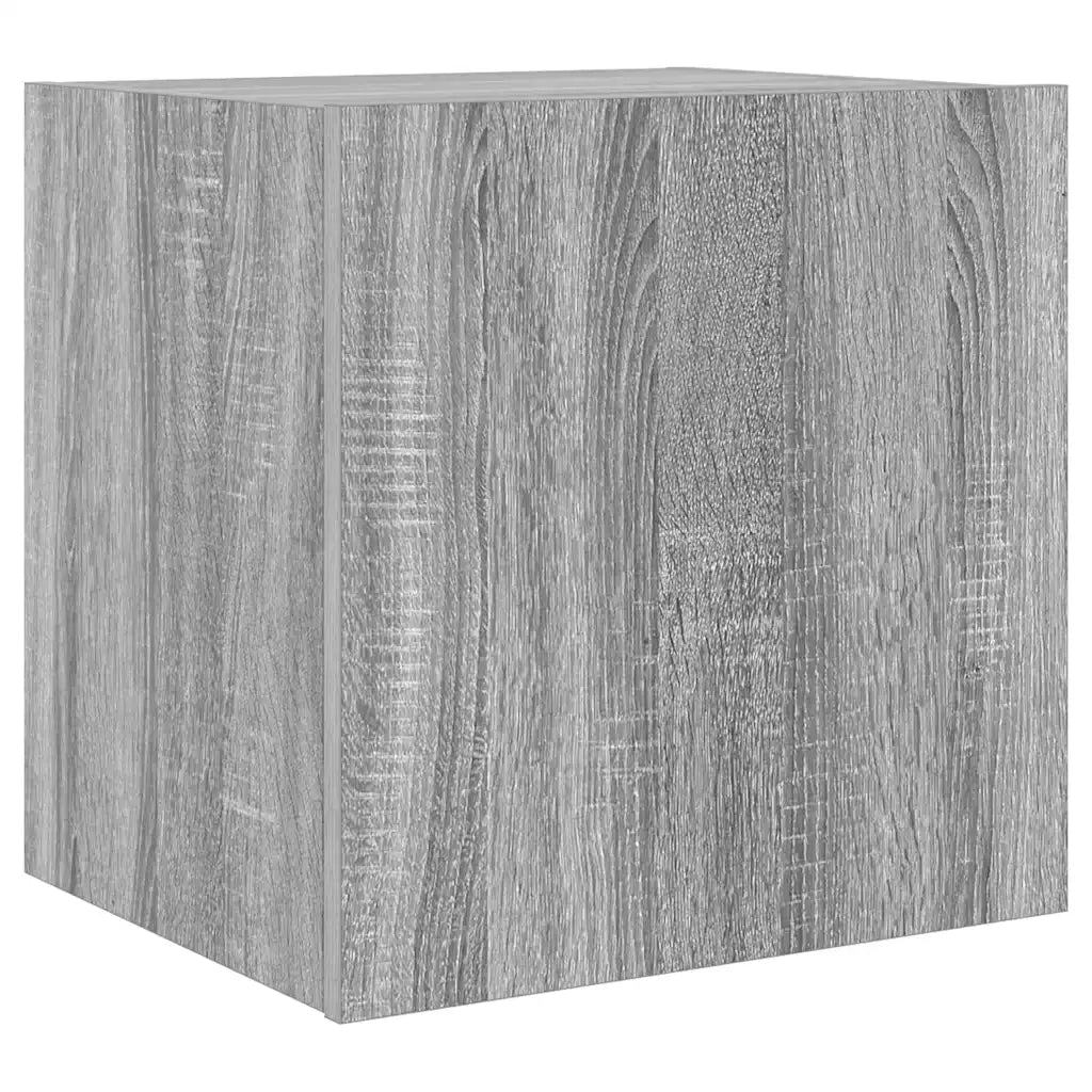 Mobile TV a Parete con Luci LED-Mobile TV a Muro Grigio Sonoma 40,5x35x40 cm