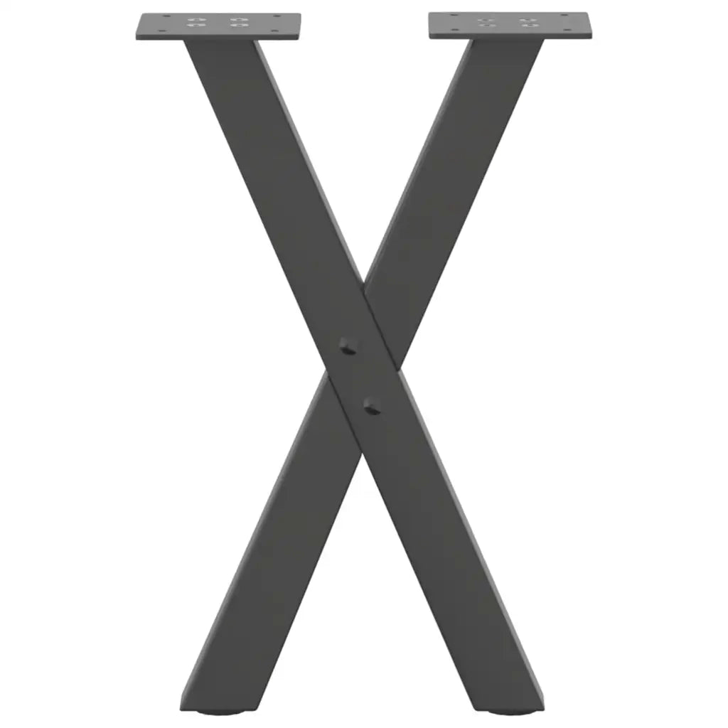 Gambe per Tavolino da Caff¨¨ a Forma di X 2 pz | Piede del tavolo Antracite 28x(42-43) cm Acciaio