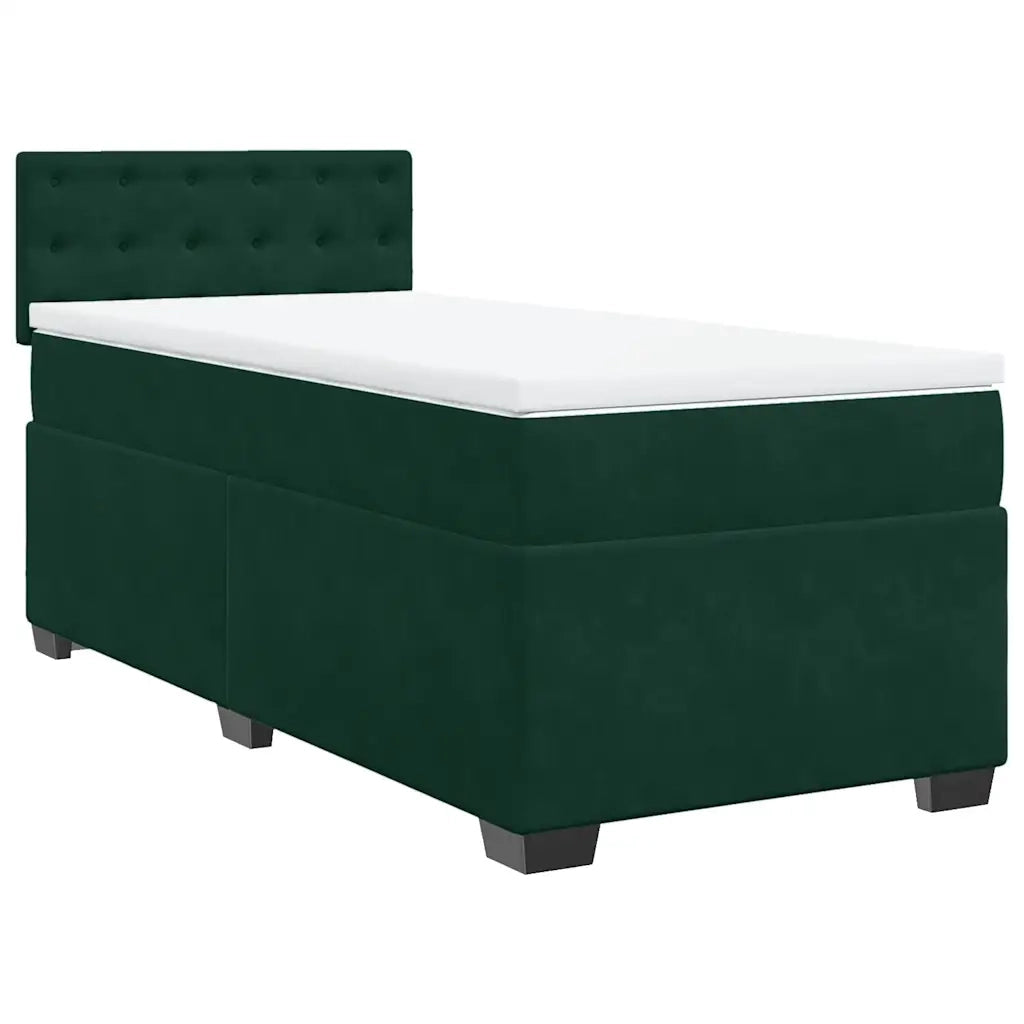 Giroletto a Molle con Materasso Verde Scuro 90x190 cm Velluto