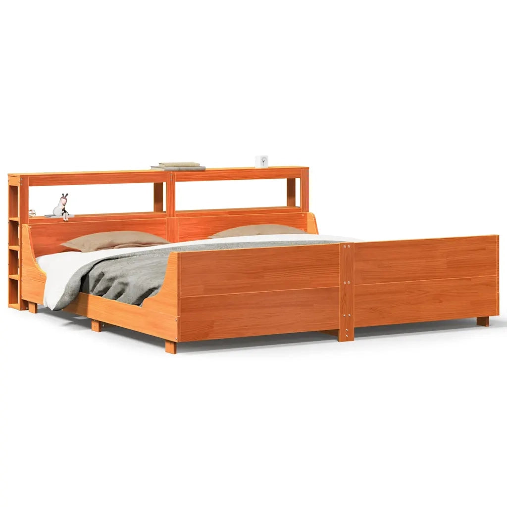 Letto senza Materasso Marrone Cera 180x200 cm in Legno di Pino