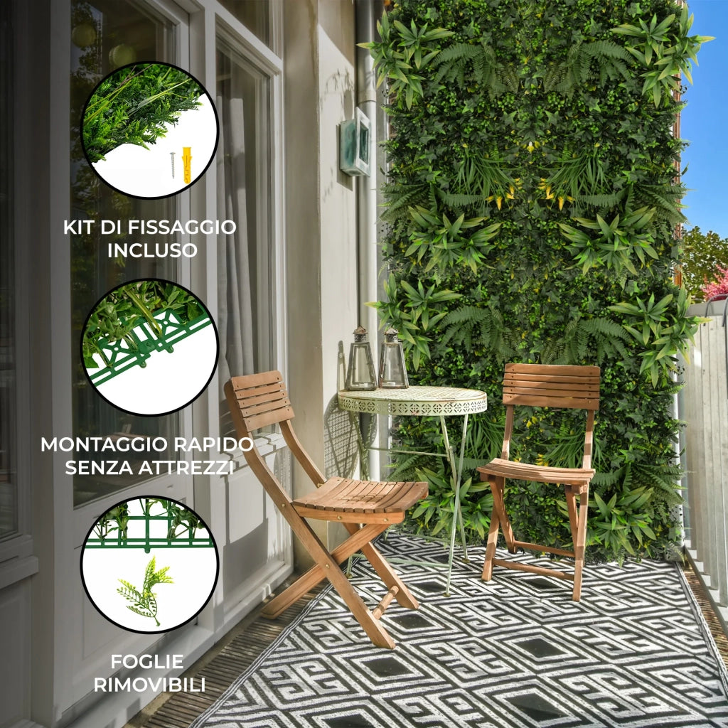 Pannello Parete Vegetale Artificiale Ayla 50x100 cm per Giardino e Casa