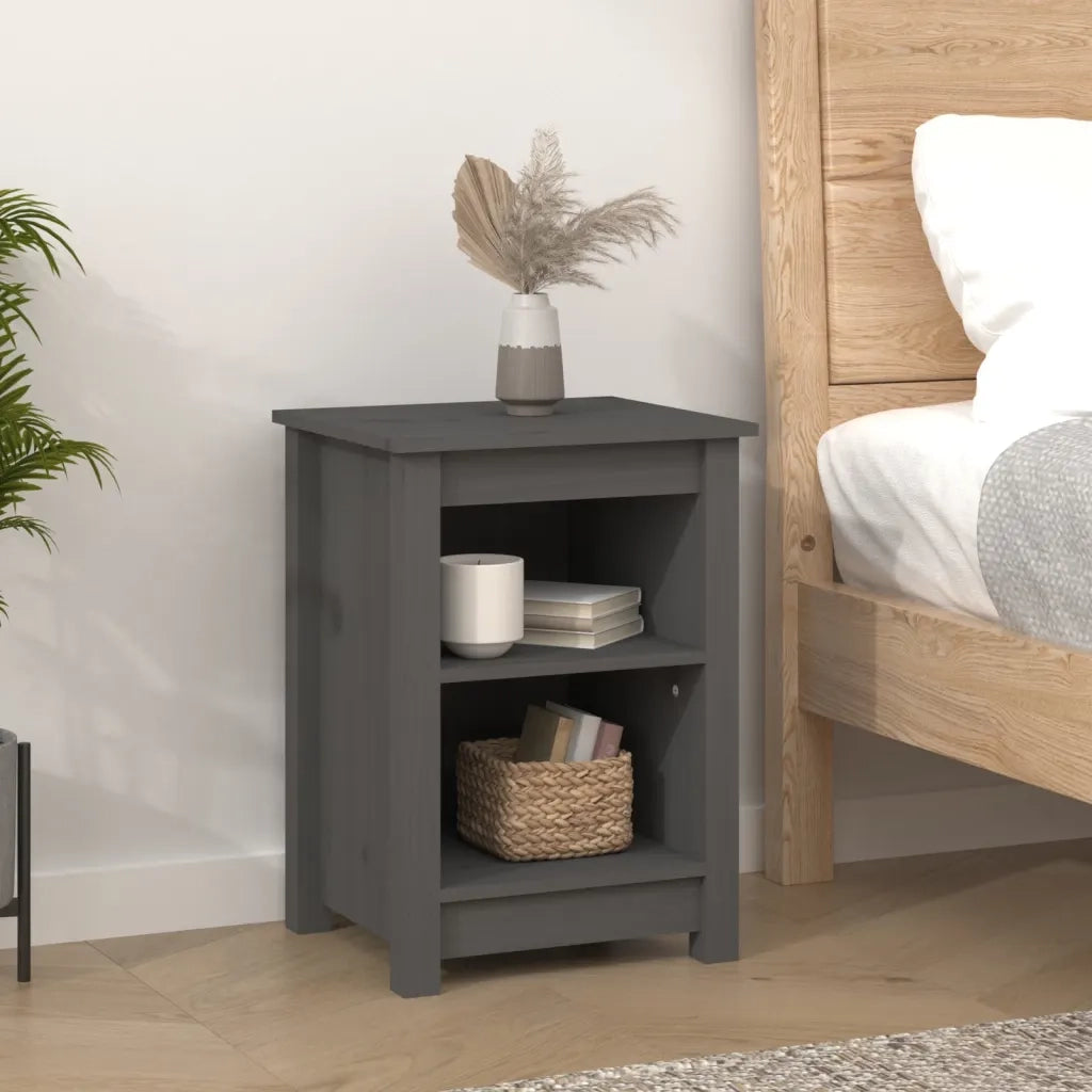 Comodini 2 pz-Set di 2 Tavolino da notte Grigi 40x35x55 cm in Legno Massello di Pino 332328