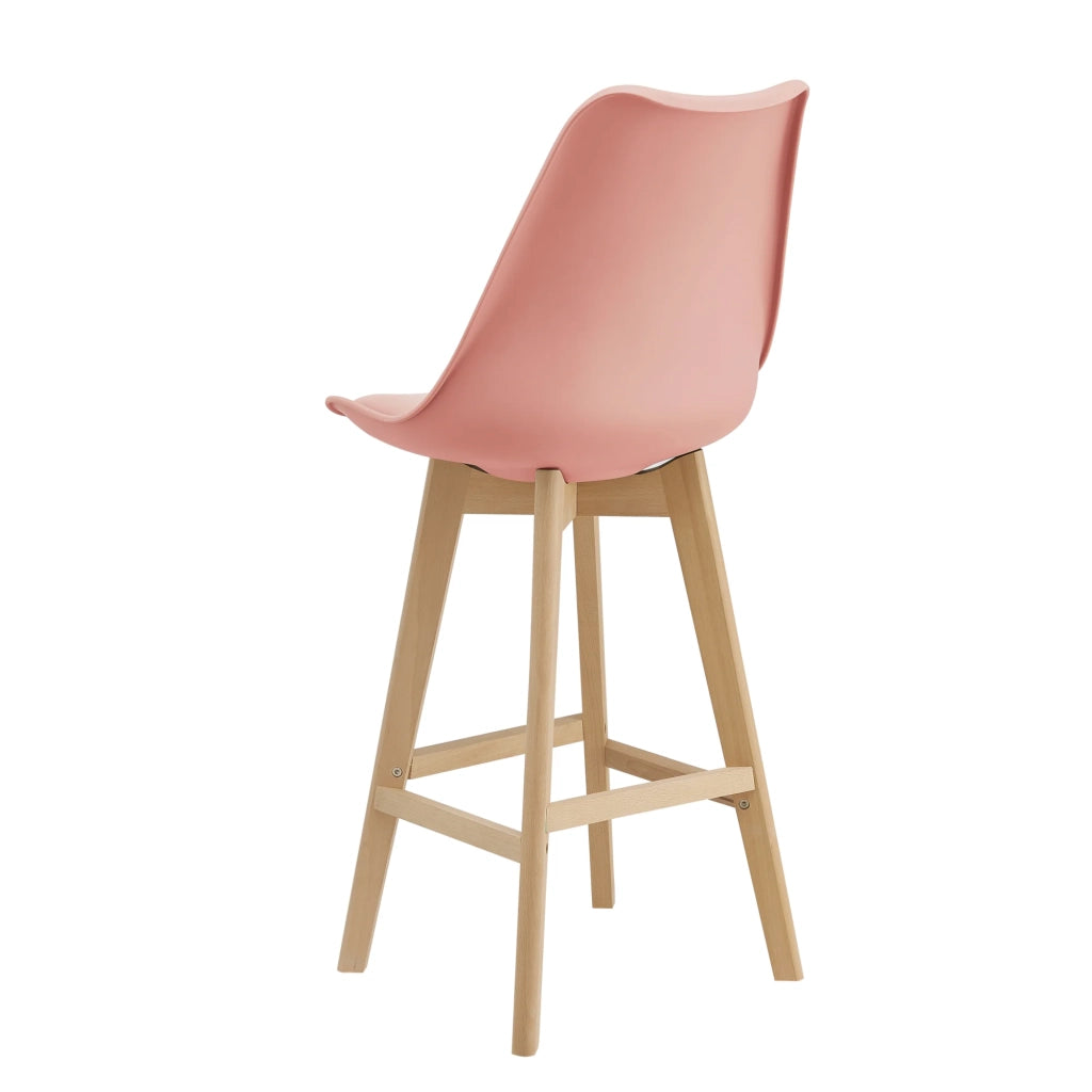 Set di 2 sgabelli da bar con seduta schienale e poggiapiedi legno di faggio 105 cm rosa 03_0002782