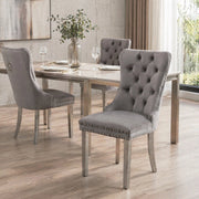 Sedie da pranzo 2 pezzi con schienale alto imbottito e piedini regolabili in velluto grigio 62 × 51 × 47 cm