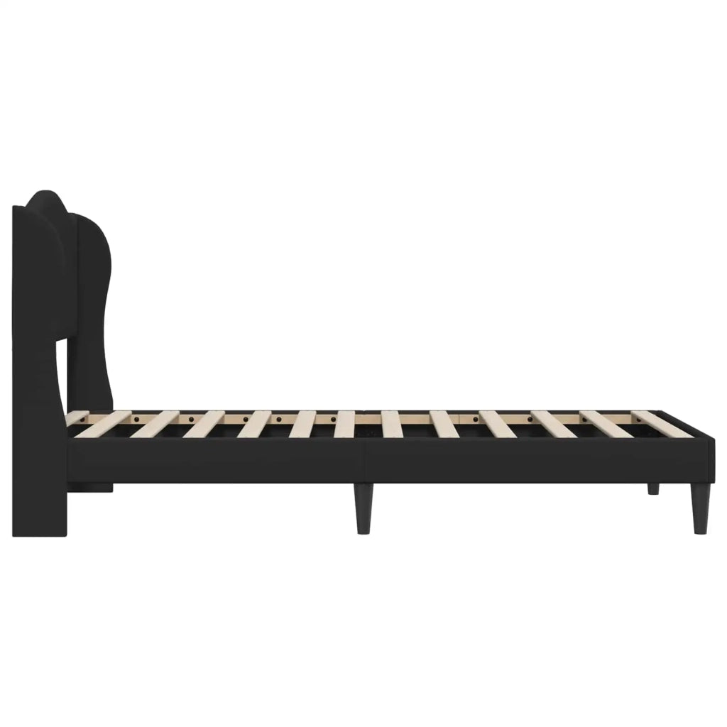 Letto singolo | Letto per adulti | Struttura del letto con testiera Nero 90 x 200 cm Similpelle