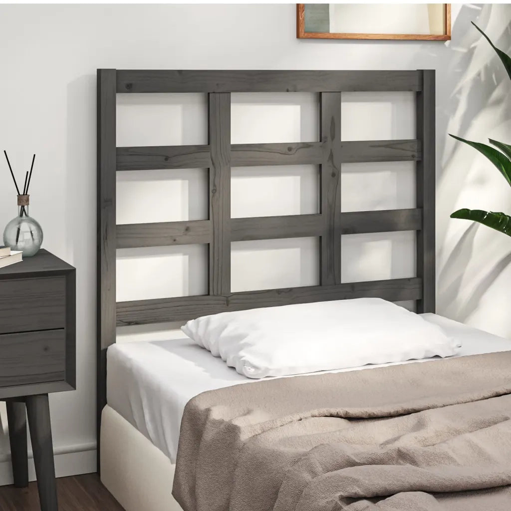 Testiera | Testata per Letto Grigia 95,5x4x100 cm Legno Massello di Pino