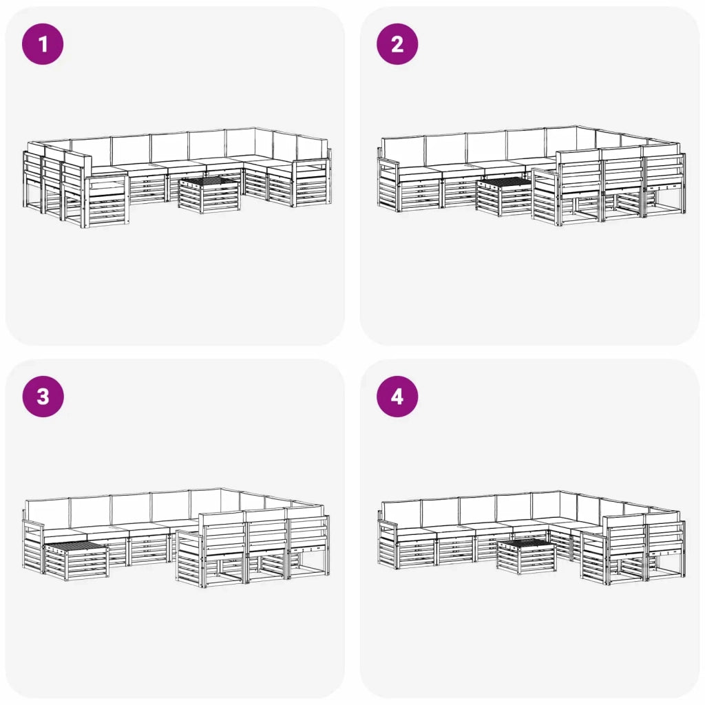Set di divani da esterno 8 pcs Bianco e Grigio Chiaro 3392611