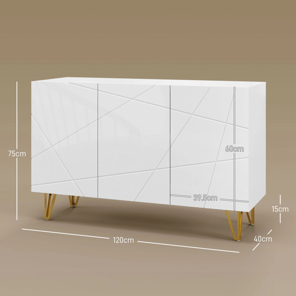 Armadio con Ripiani e Ante ¨C Minimal ¨C 120x40x75 cm, Bianco e Oro