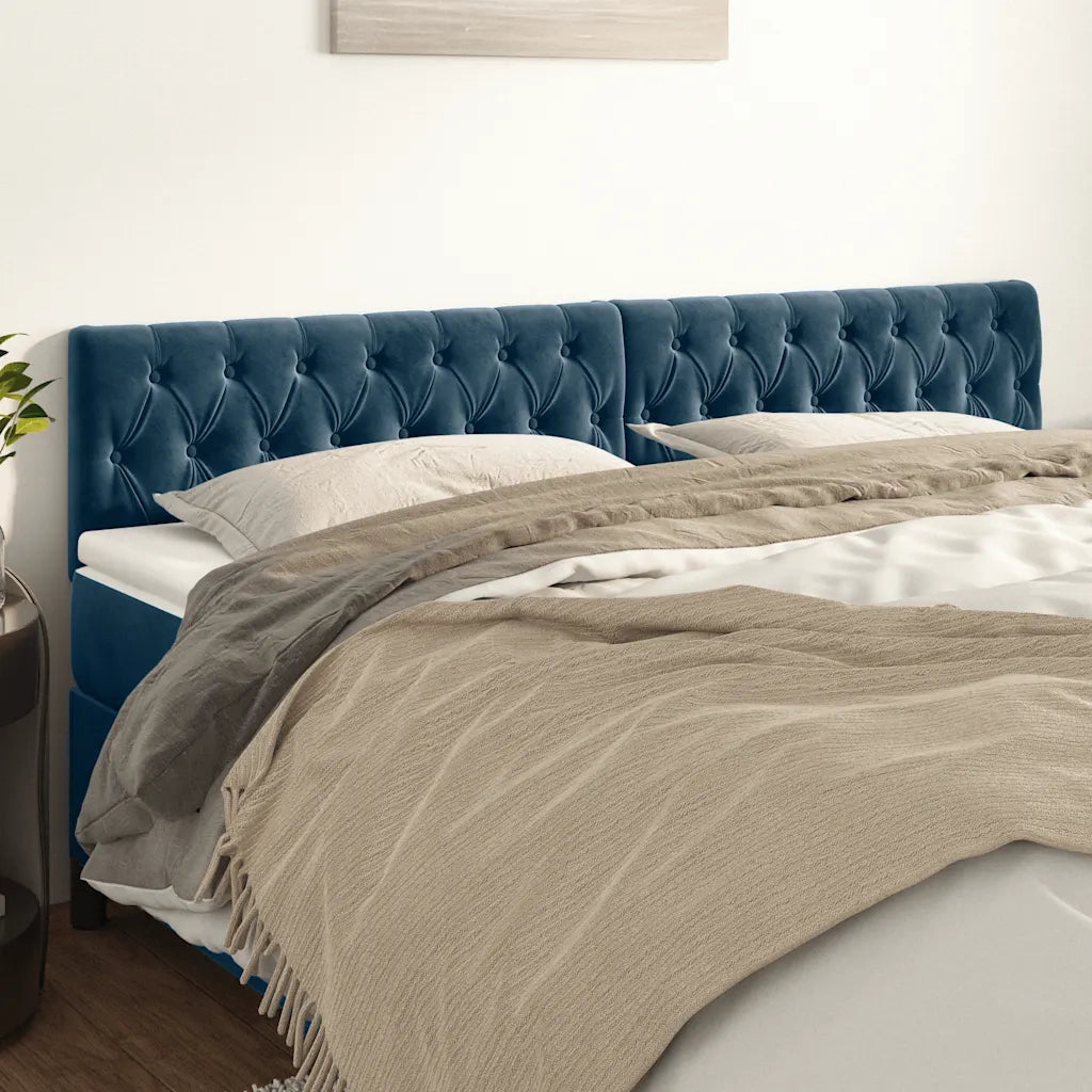 Testiera | Testata Blu Scuro 200x7x78/88 cm in Velluto