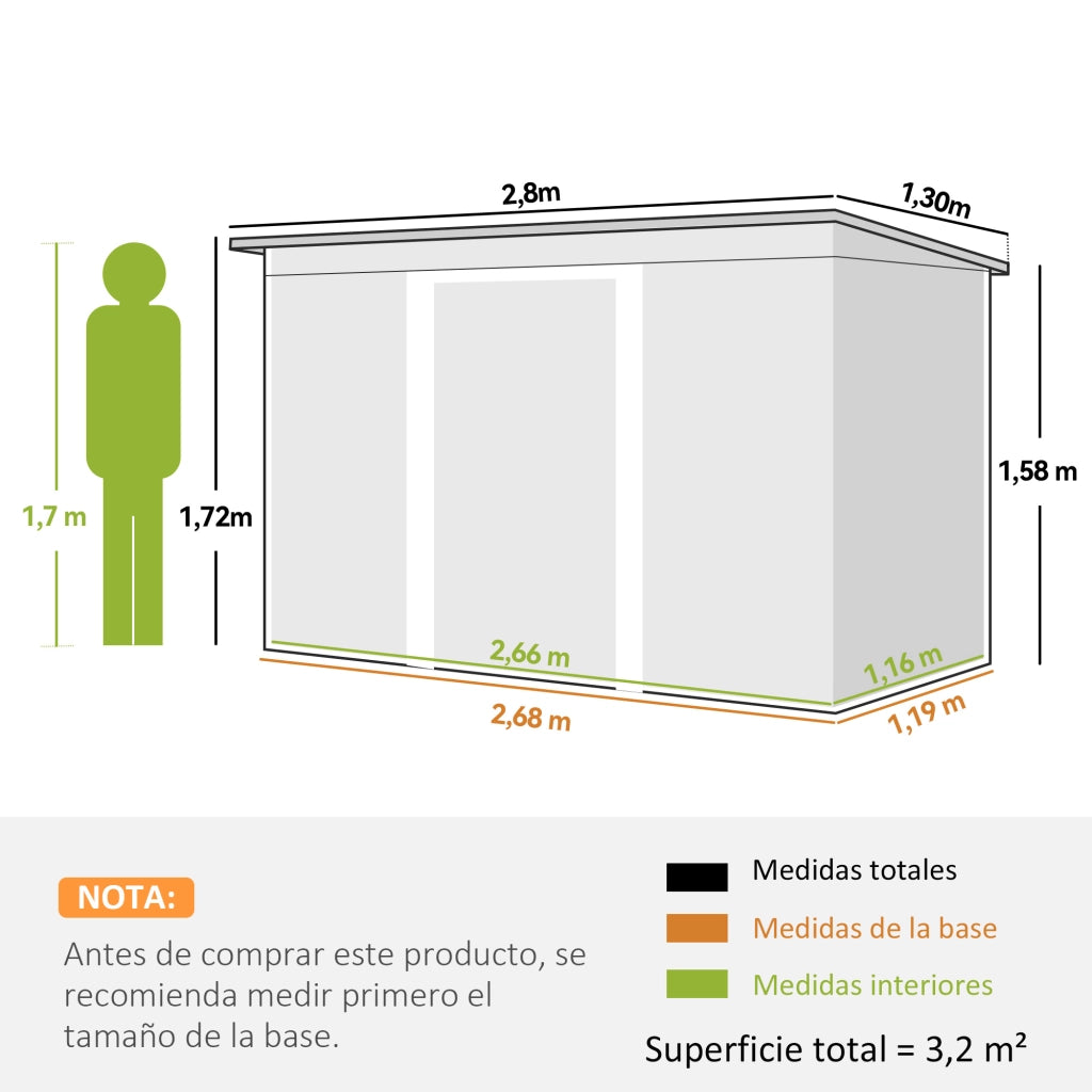 Casetta Giardino 280x130x172 cm Verde ¨C zephmum ¨C Legno con Porte Scorrevoli