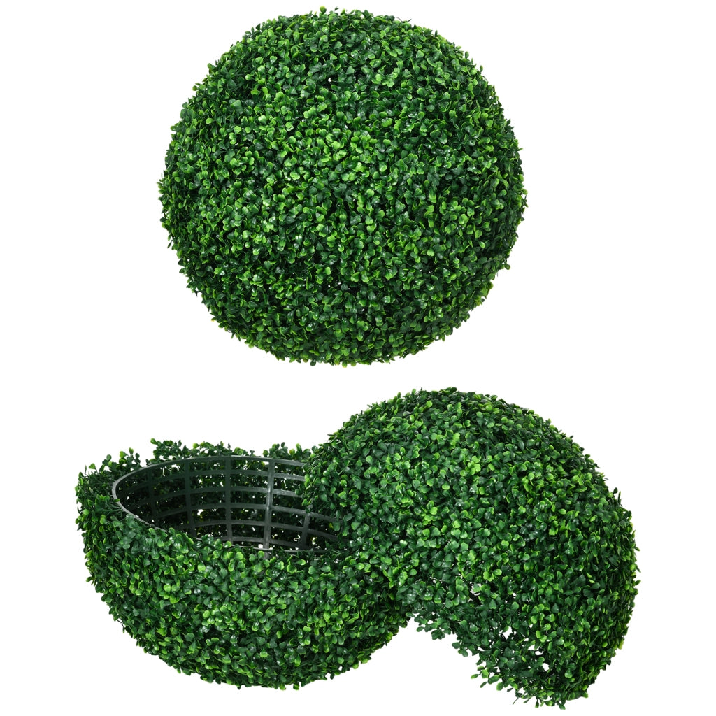 Set di 2 Piante Finte Sfera di Bosso ?50cm, Decorazione per Interno ed Esterno, Verde