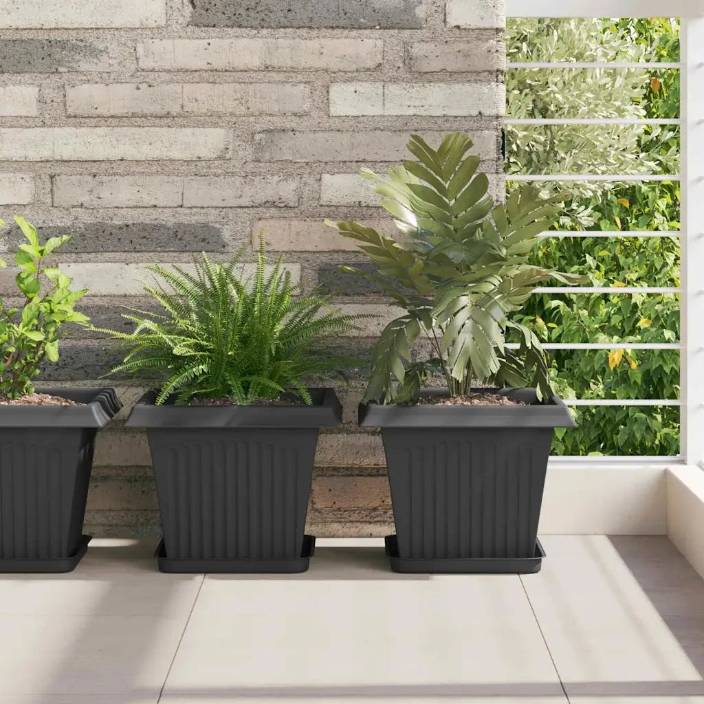 Fioriere | Cassetta per fiori | Vasi per Piante 24 pz Nero 28,5 x 28,5 x 22 cm Plastica