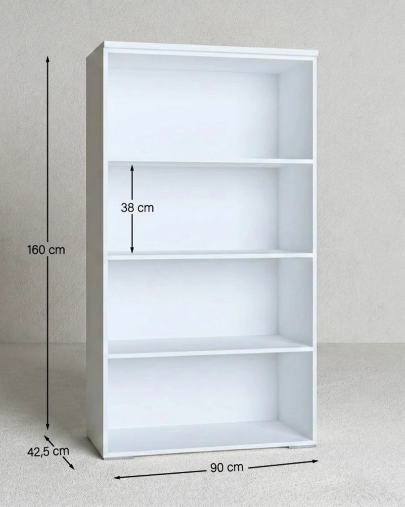 Armadio ufficio Denver - Mobile archivio - 3 mensole incluse - L. 90 x H. 160 x P. 42,5 cm – Bianco_