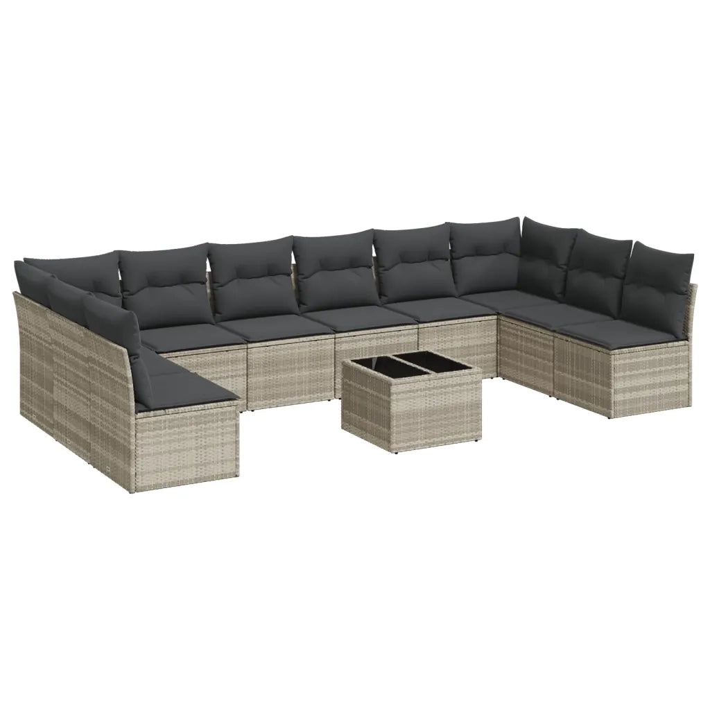 Set Divani da Giardino 11 pz con Cuscini in Polyrattan Grigio