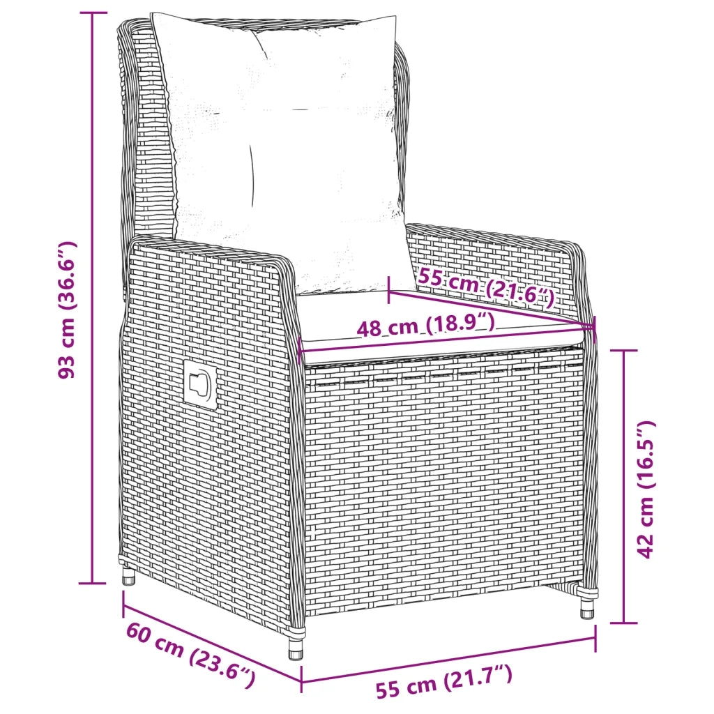 Sedie da Giardino Reclinabili 2 pz | Sedie da Esterno Beige Polyrattan