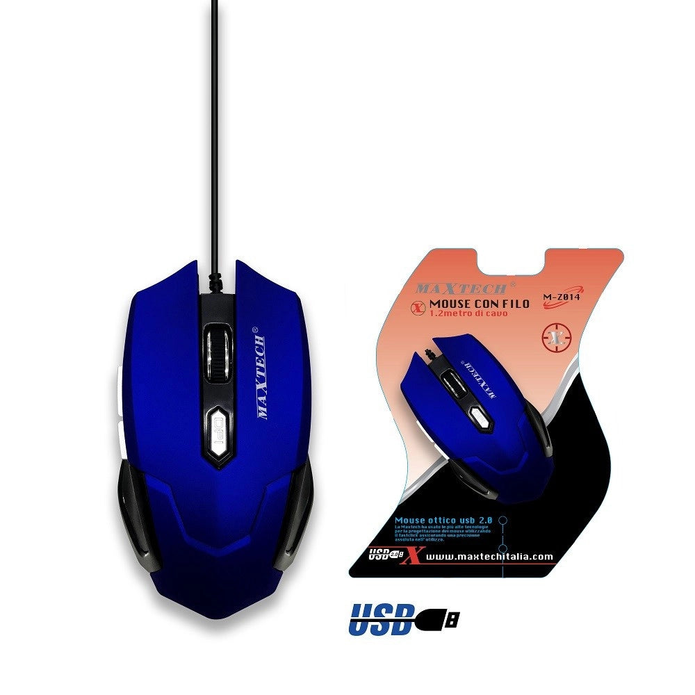 Trade Shop - Mouse Da Gioco Gaming Per Computer Pc Cavo Usb 2.0 Filo 1.2 Mt Tasti Maxtech M-z014 -