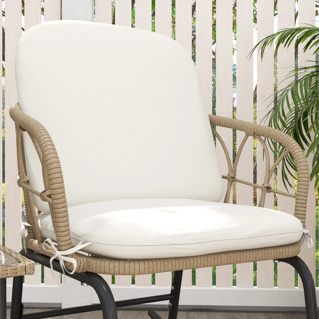 Set di 3 pezzi in rattan con 2 sedie a dondolo e 1 tavolino da caff¨¨, set di mobili da giardino con cuscini per patio e balcone.