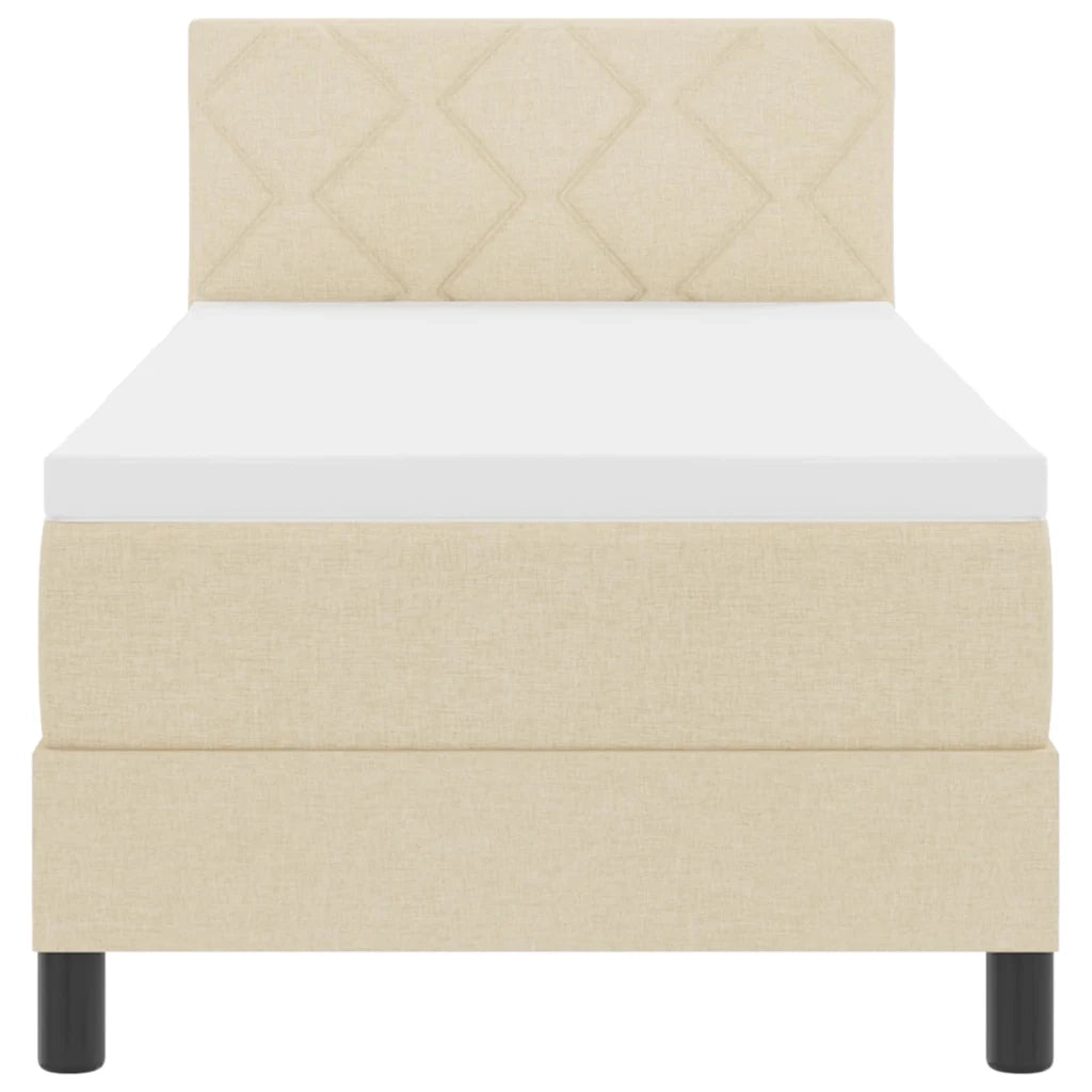 Letto singolo | Letto per adulti | Letto a molle con materasso con led Crema 80 x 200 cm Tessuto