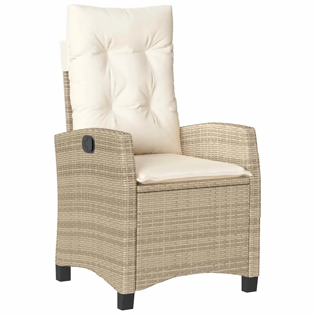 Set da Pranzo per Giardino con cuscino 5 pcs Beige polyrattan