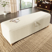 Banquette letto con contenitore - Xylo - 145x38cm - Beige - Rialzo idraulico tessuto spigato