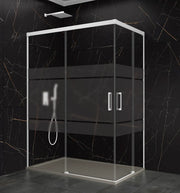 Box doccia angolare BASIC apertura al vertice 140x80 cm (135-139/75-80) bianco opaco vetro satinato