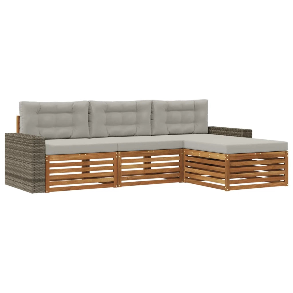 Set di divani da esterno 4 pz Naturale e Grigio Chiaro 3383219