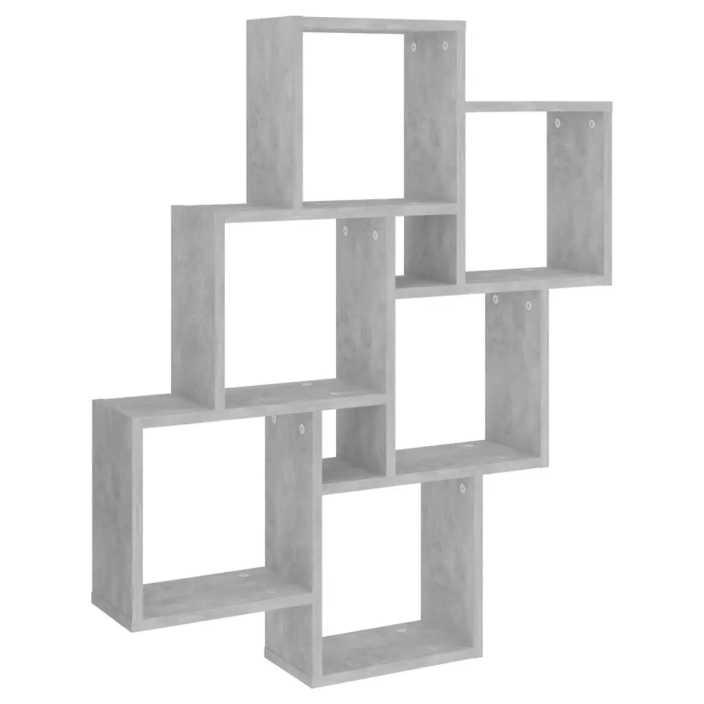 Mensola Parete | Mensola sospesa Cubo Grigio Cemento 78x15x93cm Legno Multistrato