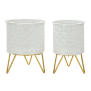 Set di 2 Vasi per Piante VKH412, Oro, Metallo, 16x16x20 cm