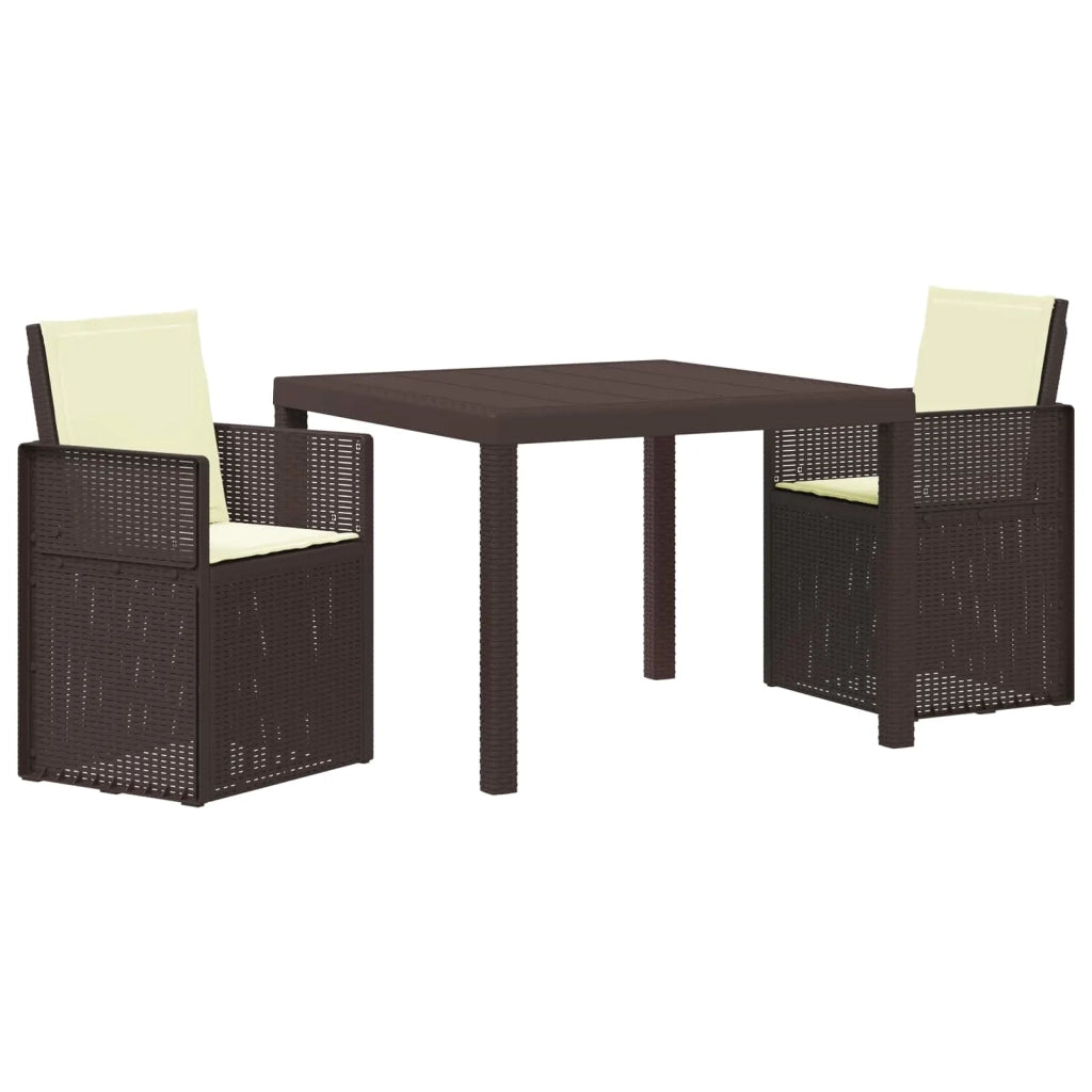 Set da Pranzo per Giardino con cuscino 3 pcs Marrone e Crema PP 3430043