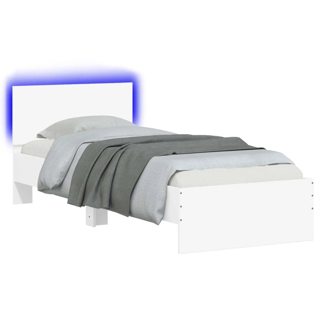 Struttura del letto con strisce LED Bianco Legno ingegnerizzato 8008988