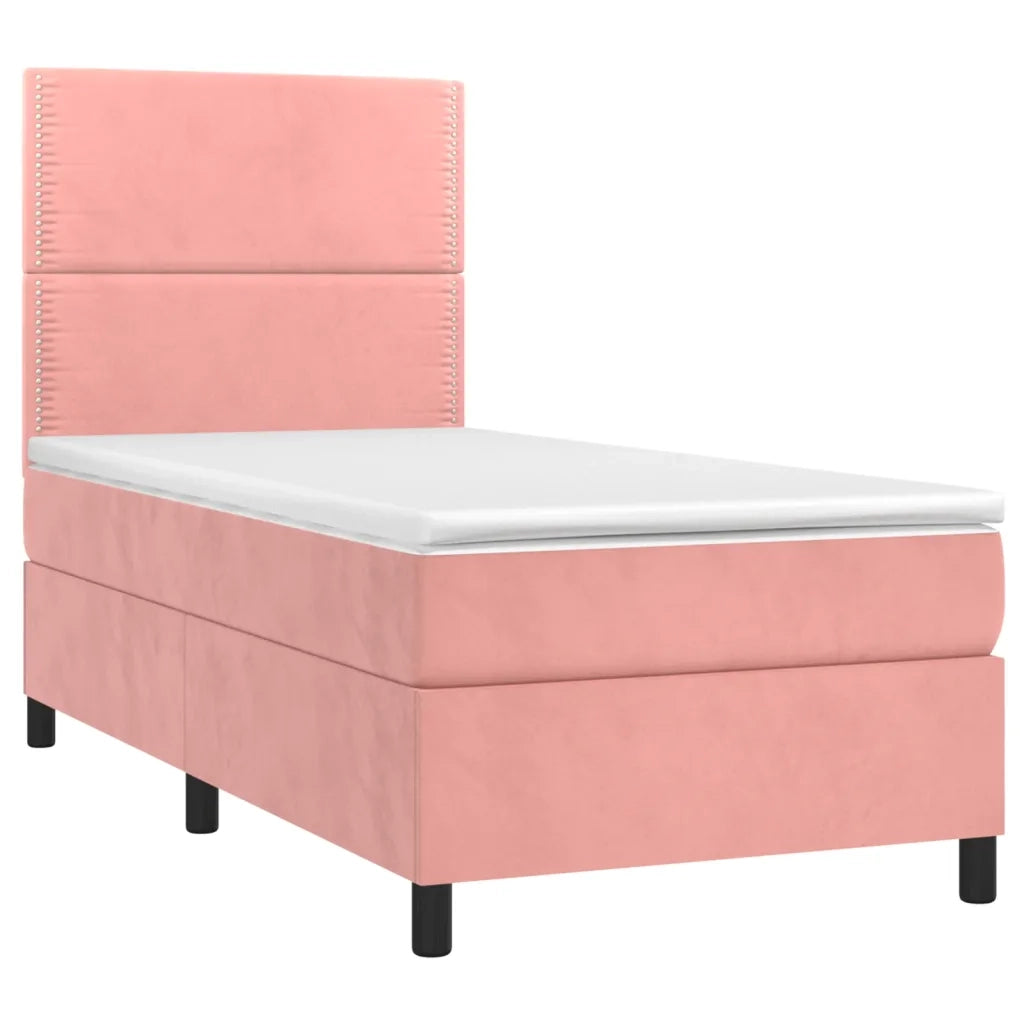 Giroletto a Molle con Materasso Rosa 100x200 cm in Velluto 3142952
