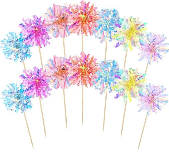 Decorazioni per torta 14 pezzi - Decorazioni per compleanno per torta - Decorazioni per torta a forma di fuochi d'artificio - Decorazioni per cupcake - Materiale inodore - Sicure e affidabili