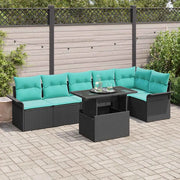 Set Divano da Giardino con cuscino 7 pcs Nero Poly Rattan 3348302