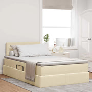 Letto con contenitore e LED con led Crema 120 x 200 cm Tessuto