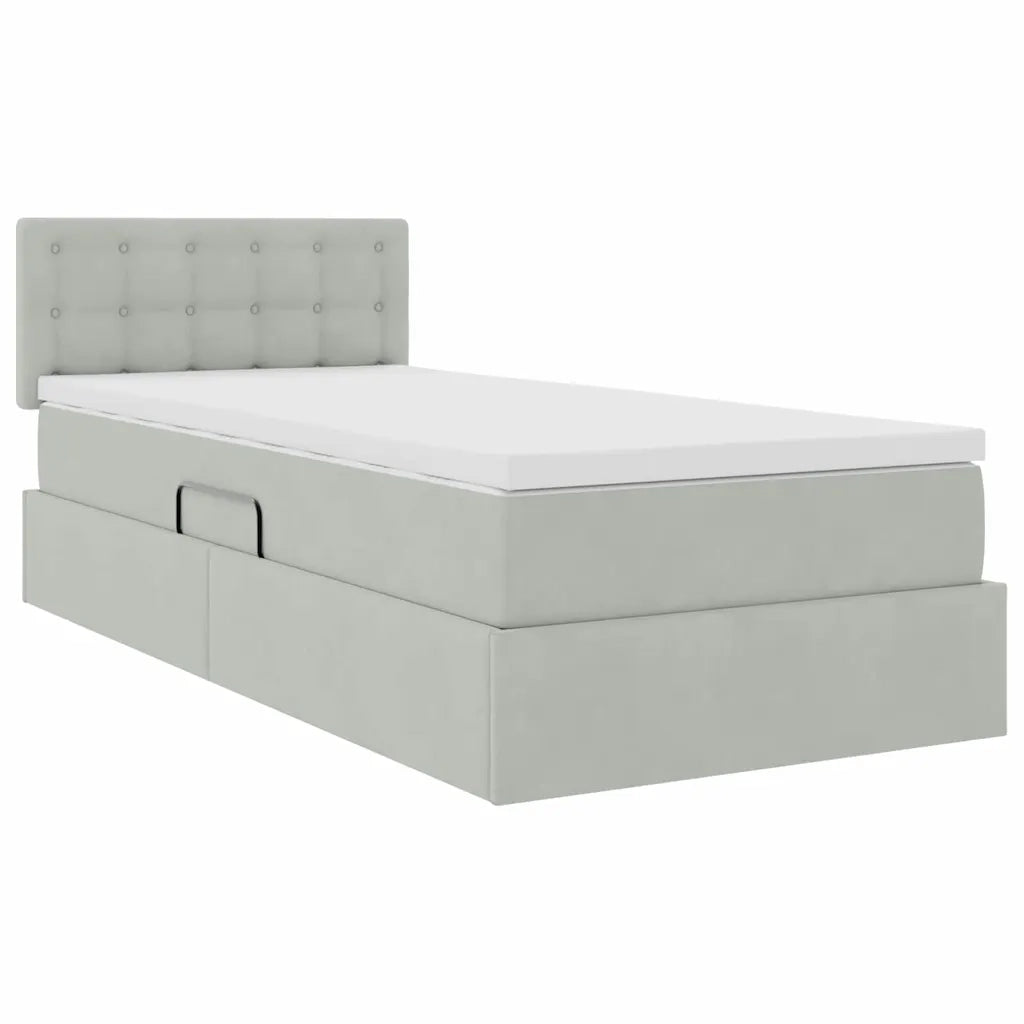 Letto con Contenitore Grigio chiaro 90 x 190 cm Velluto 3370845