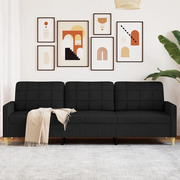 Divano a 3 Posti-Sofa 3 Posti Nero 210 cm in Tessuto