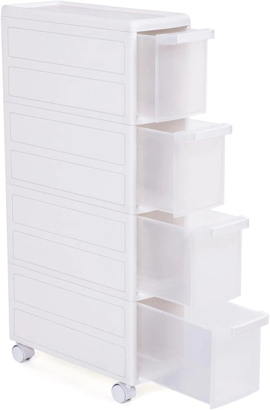 Carrello multifunzionale con 4 cassetti e 4 livelli - Ideale per cucina e bagno
