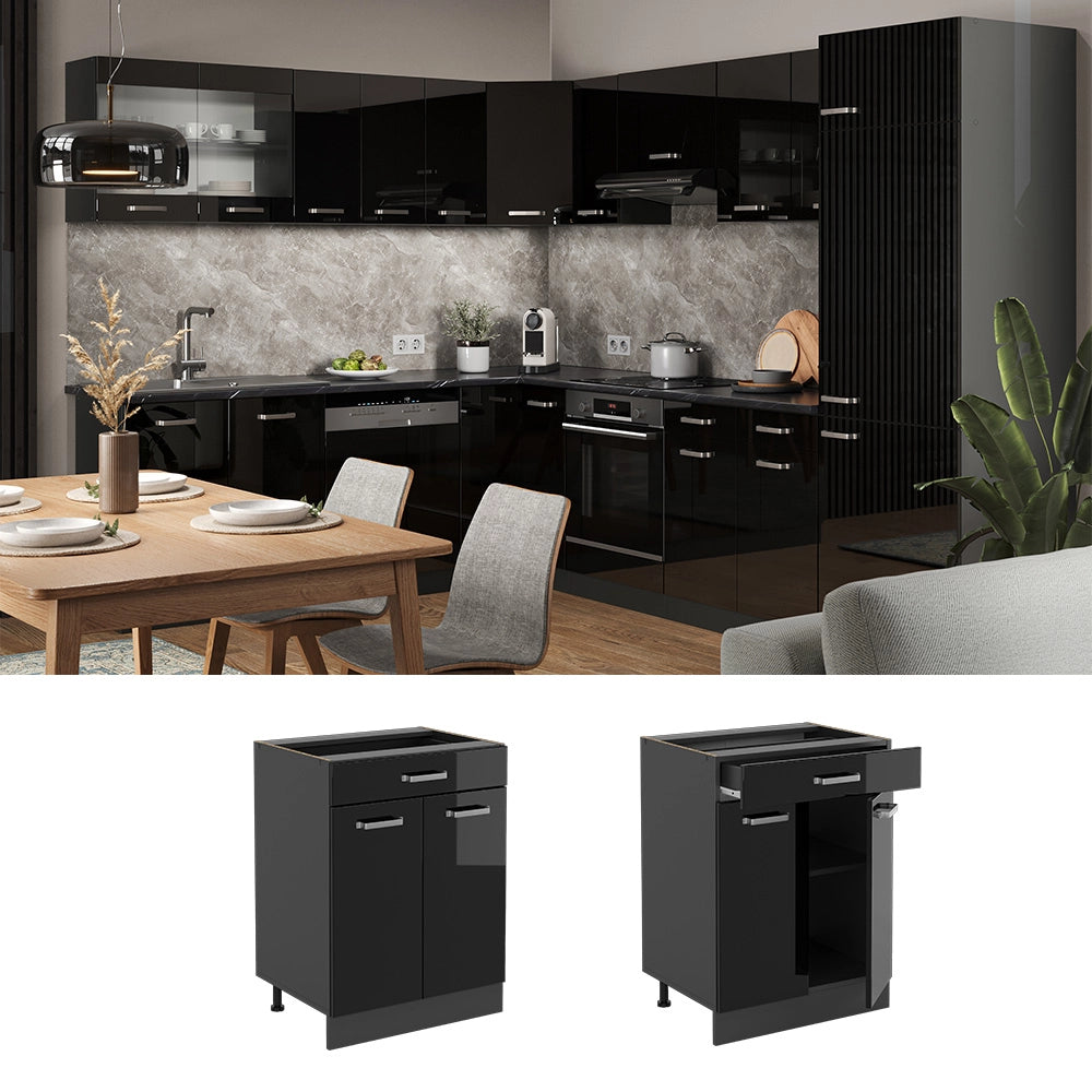Vicco Base da cucina Nero lucido 60 cm , AP Antracite