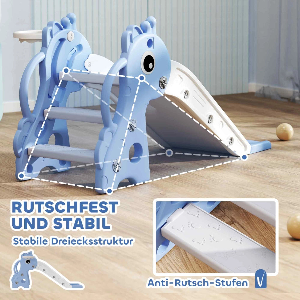 Letto a Soppalco con Scivolo e Canestro da Basket per Bambini ¨C Minimal ¨C Blu