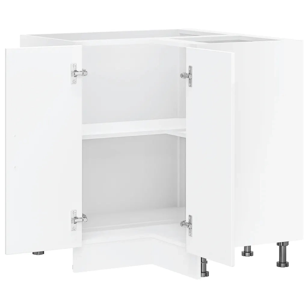 Mobile angolare da cucina moderno design salvaspazio 75,5 x 75,5 x 81,5 cm pratico vano contenitore in legno composito bianco lucido 02_0049932