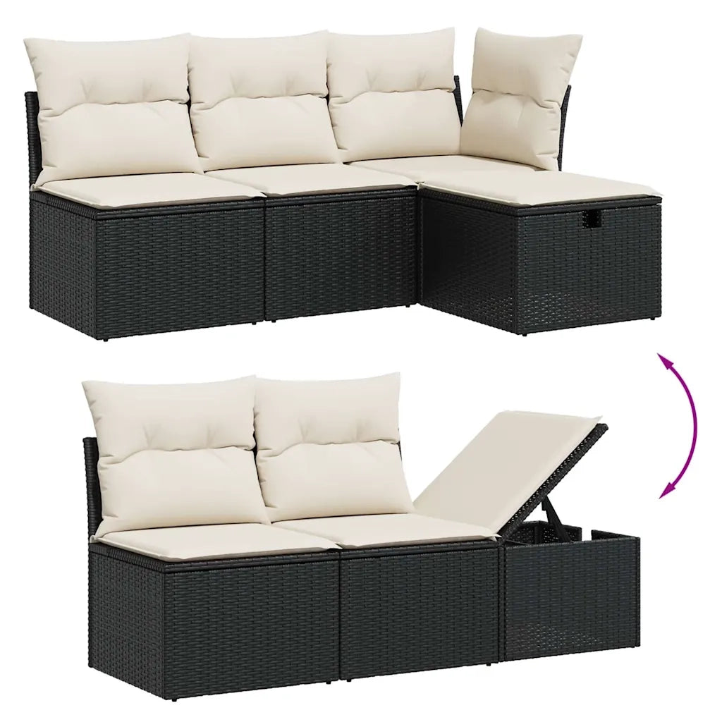 Set Divani da Giardino 5 pz con Cuscini in Polyrattan Nero 3263772