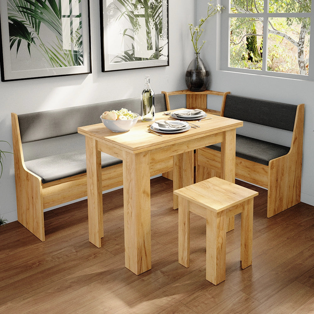 Vicco Gruppo panca ad angolo Quercia dorata 136.6 x 60 cm con tavolo
