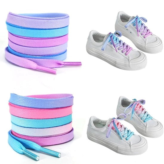 Vetere per bambine Regenboog, 2 paia di calze in diverse colori, calze per bambine, calze colorate con zeppa piatta, 120 cm, 5-6 fori, scarpe da tempo libero, scarpe in tela, Rosa, 120