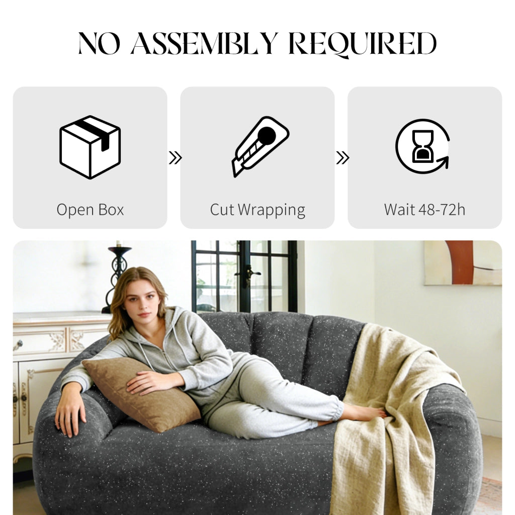 Poltrona pouf a zampa d'orso con seduta ampia e design ergonomico per soggiorno in flanella grigio