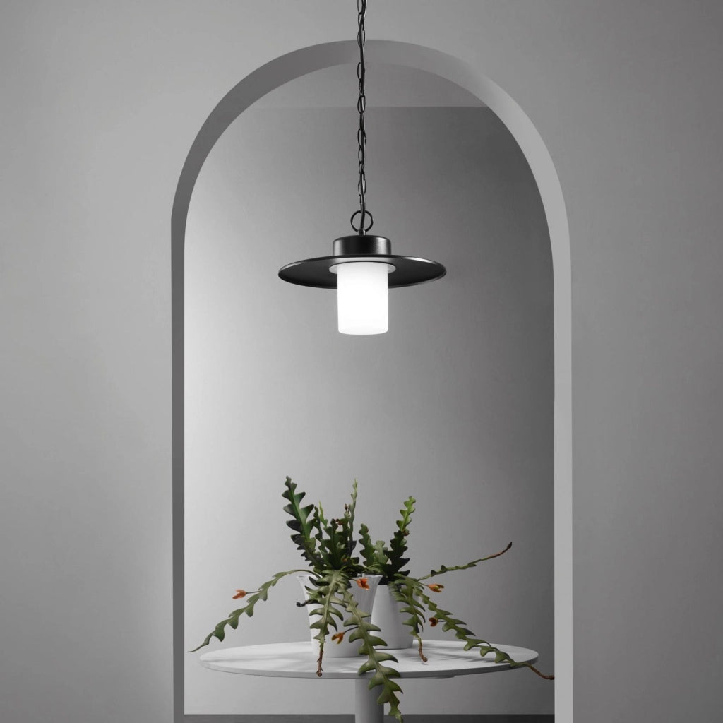 SOSPENSIONE YORK NERA 1 LUCE ATTACCO E27 IP44 30X80CM