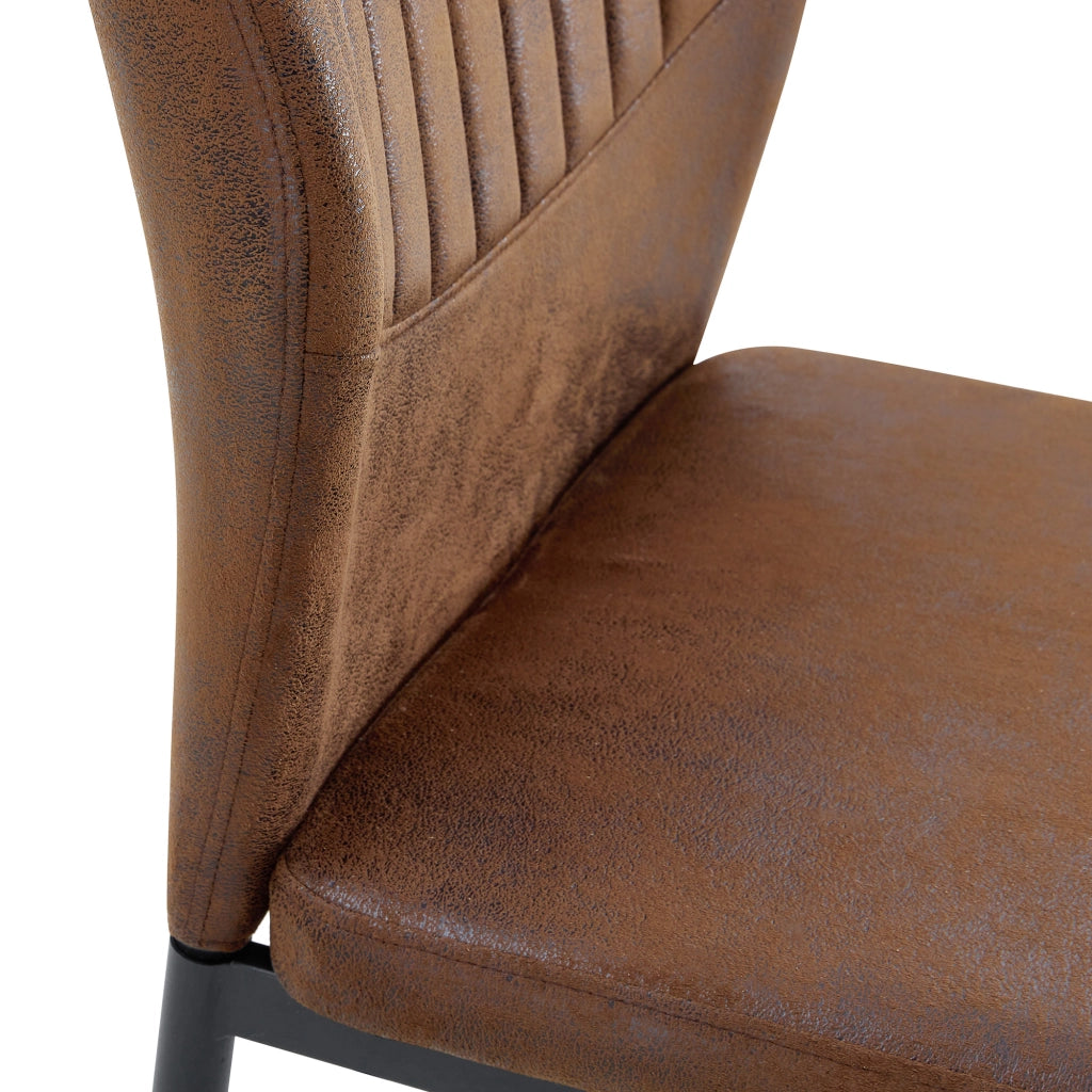 Set di 4 sedie da pranzo in tessuto tech marrone e nero, con gambe in metallo, stile moderno