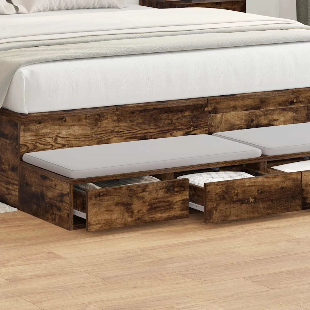 Cassetti per letto | Comodino | Armadio da Notte | Mobiletto da notte Rovere fum¨¦ 150 x 36,5 x 16,5 cm